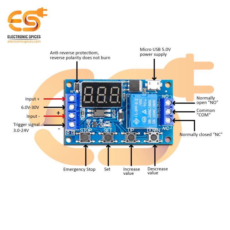 Buy DC 6V To 30V 1 Channel Delay Power Relay Module With Adjustable