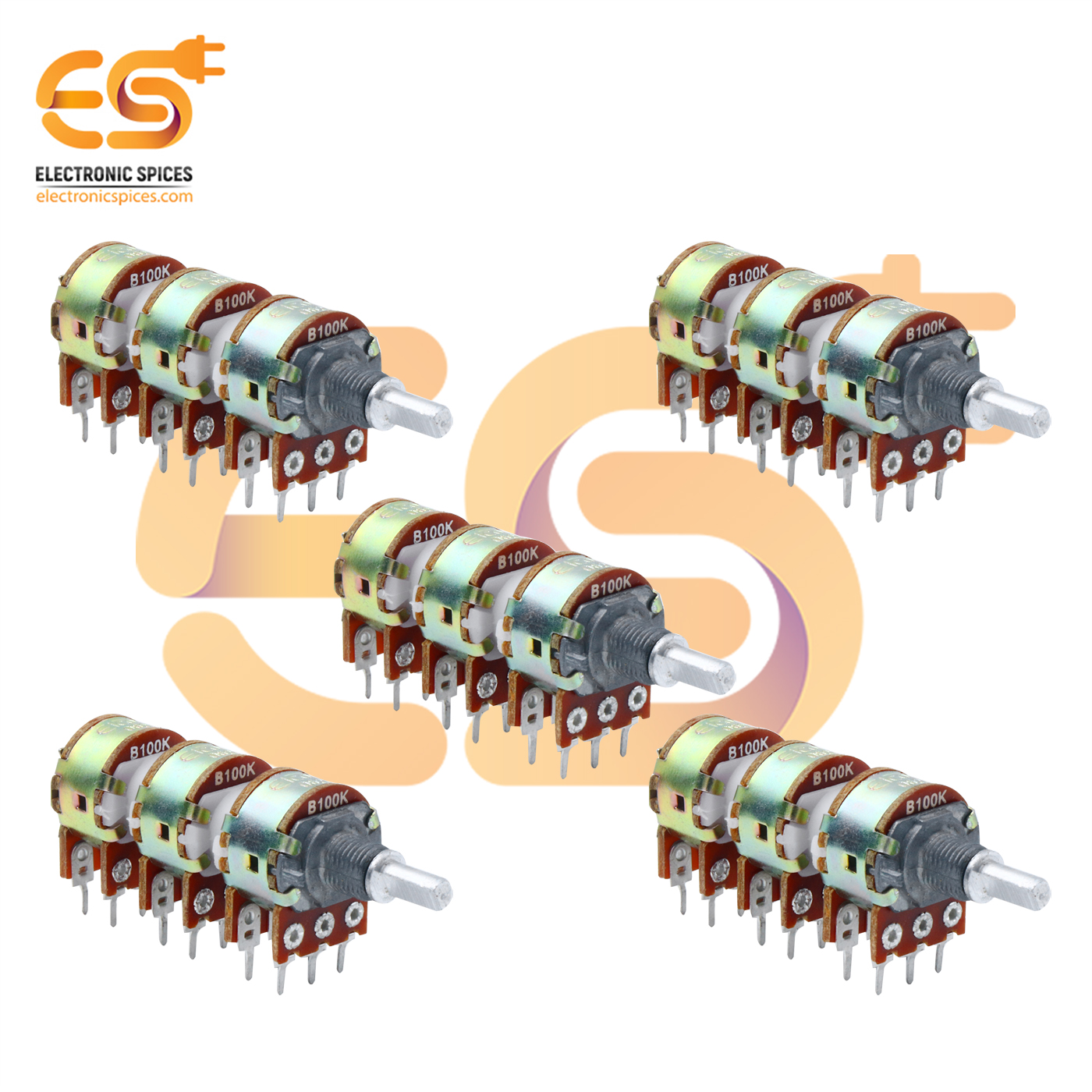 Buy 100K Master triple gang potentiometer Dshape shaft 18 pin