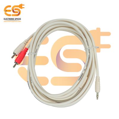 3.5mm Stereo Audio Connector 3.5mm 2 RCA Connector Male to Male Audio Y Splitter White Cable (3 Meter)