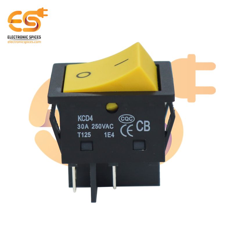 Buy 30A 250V Ac DPST ON - Off Yellow Color 4 Pin Rocker Switch