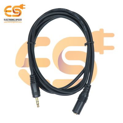 3.5mm Male to Female Stereo Audio Aux Extension Cable Black Color (1.5 meter)