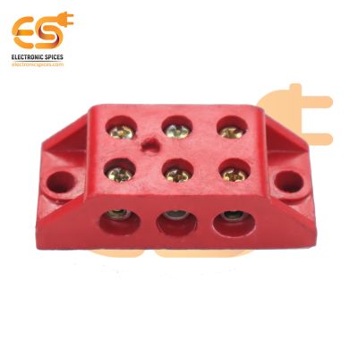 3-Way 30A Bakelite Heavy Duty Connector Strip Red Screw Terminal