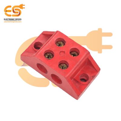 2-Way 30A Bakelite Heavy Duty Connector Strip Screw Terminal Red Color