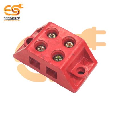 2-Way 60A Bakelite Heavy Duty Connector Strip Screw Terminal Red Color