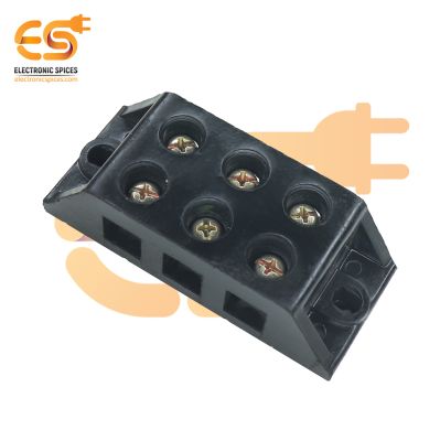 3-Way 60A Bakelite Heavy Duty Connector Strip Black Screw Terminal