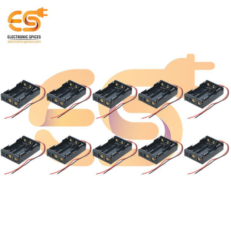 DIY Battery Pack 2 AA Battery Holder With Wires - 3 Pack Plastic Battery Cases With Leads 2 Battery Case - View #2