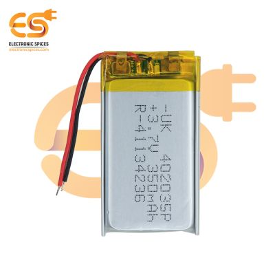 350mAh 3.7V Single Cell Rechargeable LiPo Battery (UK-402035P)