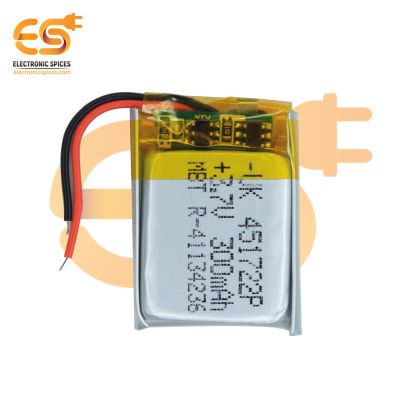 300mAh 3.7V Single Cell Rechargeable LiPo Battery (UK-451722P)