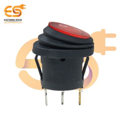 QY602-101 12V 20A  AC 3-Pin SPST On-Off Red LED Round  Rocker Switch