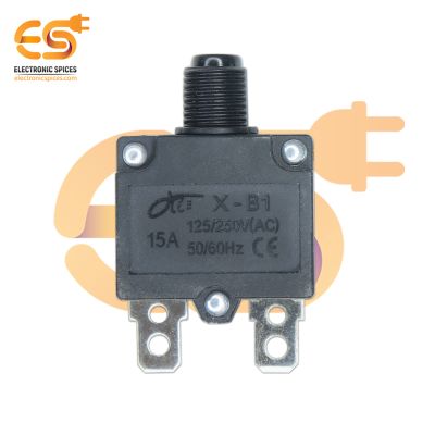 125/250V AC 50V DC Push Button Circuit Breaker 15Amp Thermal Overload Protector Manual Reset