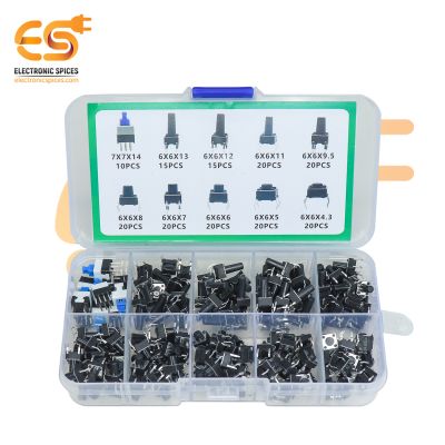 Combo of 10-Type Tactile Push Button Switch Kit (180pcs)