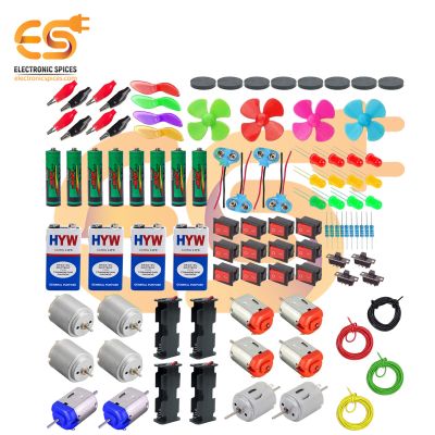 Combo of DC MotorBattery Rocker Switch & Flexible Wire Science Project Educational Kit (100 Item)