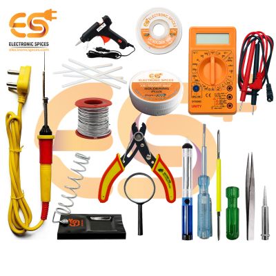 Combo of 15 watt Soldering Iron & Digital multimeter Starter kit (15-in-1)