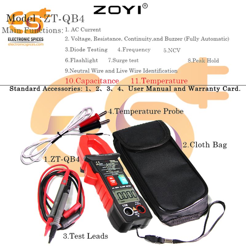 Buy Zoyi digital multimeter clamp meter 4000 Counts