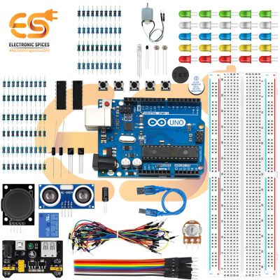 The Basic Starter kit for Arduino for UNO with Breadboard, LED, Resistor, Jumper Wires and Power Supply (201 Item)