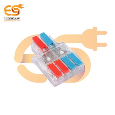 2x4-Wire LT-624T Transparent 450V/35A Terminal Block Connector with Push-on-Clamp