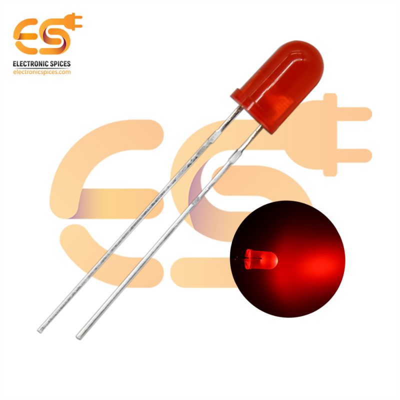 5mm Red color LEDs round shape pack of 100 (Red in Red)