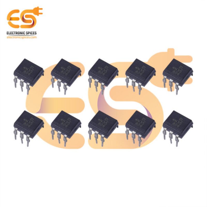 4N35 Optocoupler, phototransistor output with base connection DIP 6 pins IC pack of 10pcs