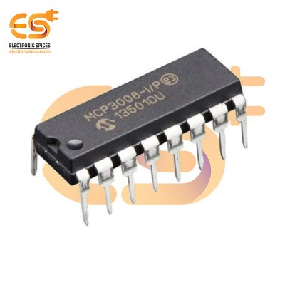 MCP3008 8-Channel 10-Bit A/D Converter with SPI Interface IC (DIP-16 Package)