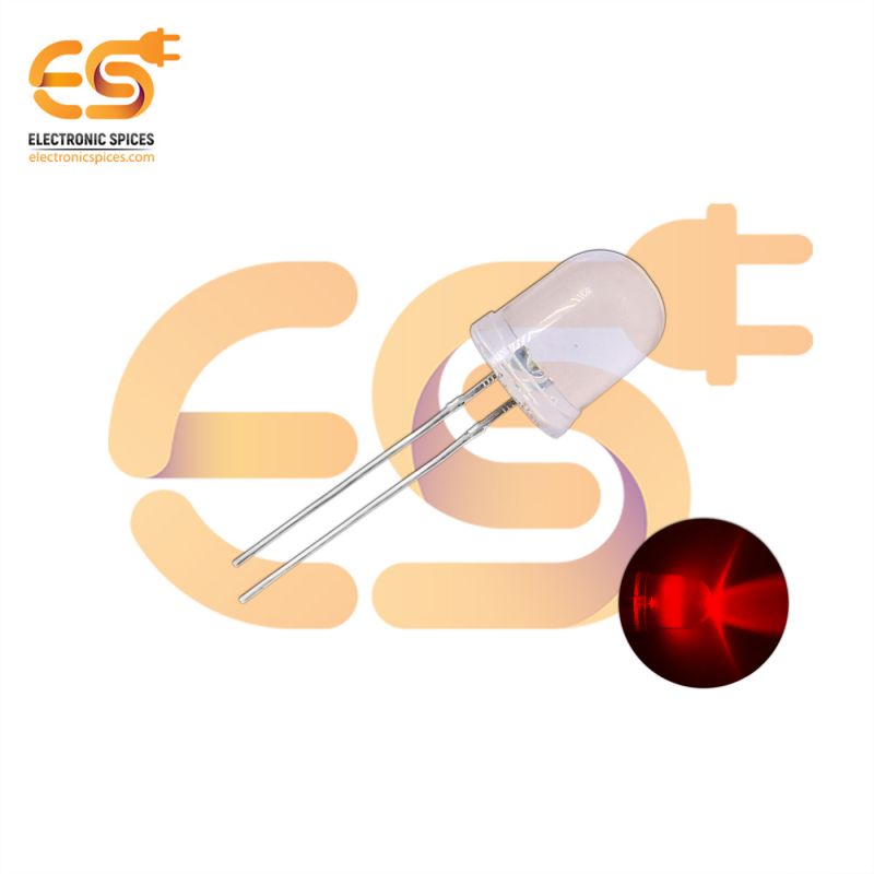 10mm Basic Red LED round shape pack of 10 (Red in Clear)