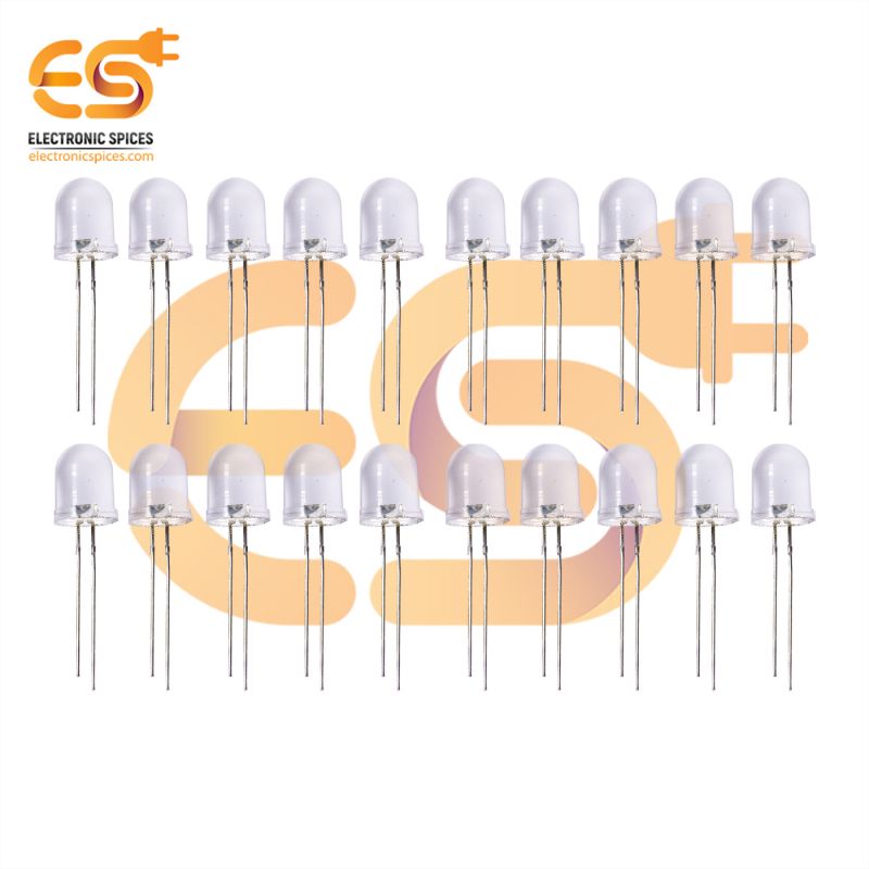 10mm Basic White LEDs round shape pack of 250 (White in Clear)