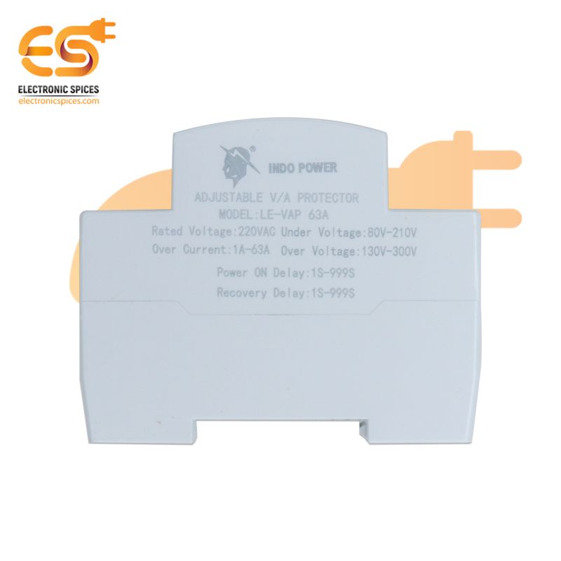 LE-VAP 63A 230V Dual Display Voltage Current Protector with Auto Re-connect  LED Display