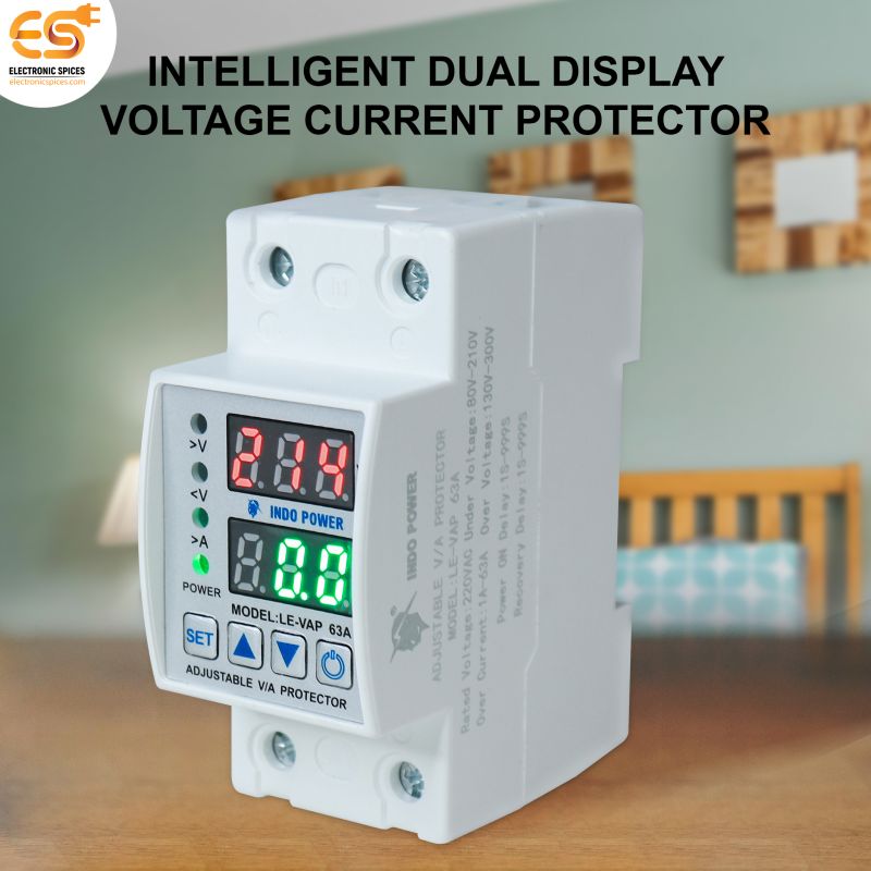 le vap LE-VAP 63A 230V Dual Display Voltage Current Protector with Auto Re-connect  LED Display
