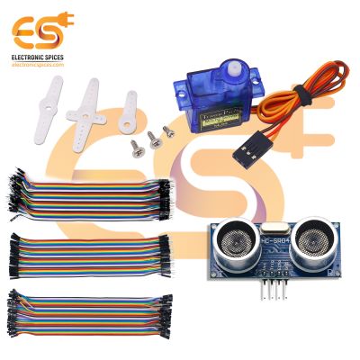 Combo of Jumper wire with SG90 small Motor & Ultrasonic Module (122 Item)