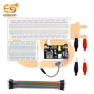 Combo of Power Supply Module | Jumper Wires | 9V Battery Clip | Alligator Clip (28 pcs)