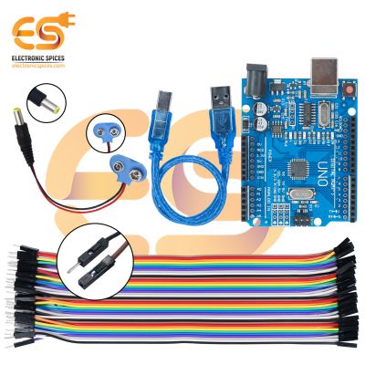 Combo of Jumper Wire with UNO Board & Battery Clip Connector (43 Item)