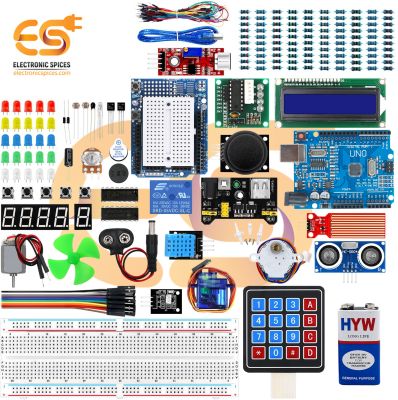Combo of UNO R3 Board DIY Arduino LCD 1602 Super Starter Learning Kit for Beginners (202 pcs)