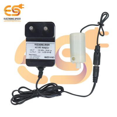 Combo of 6V to 12V DC Mini Underwater Pump with 12V AC-DC Adaptor Plug