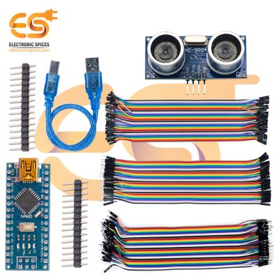 Combo of Nano R3 CH340 Development Board with Jumper Wire & Ultrasonic Module HC-SR04 (123 Item)