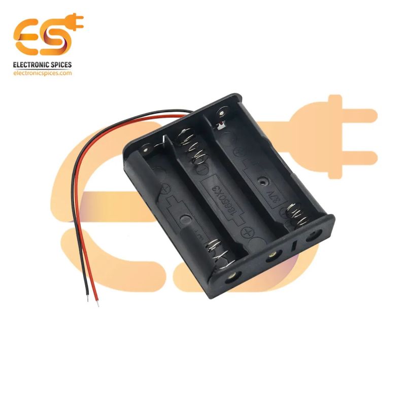 18650 3.7V 3 battery holder hard plastic case with wire pack of 100 (3.7V x 3 battery = 11.1Volt)