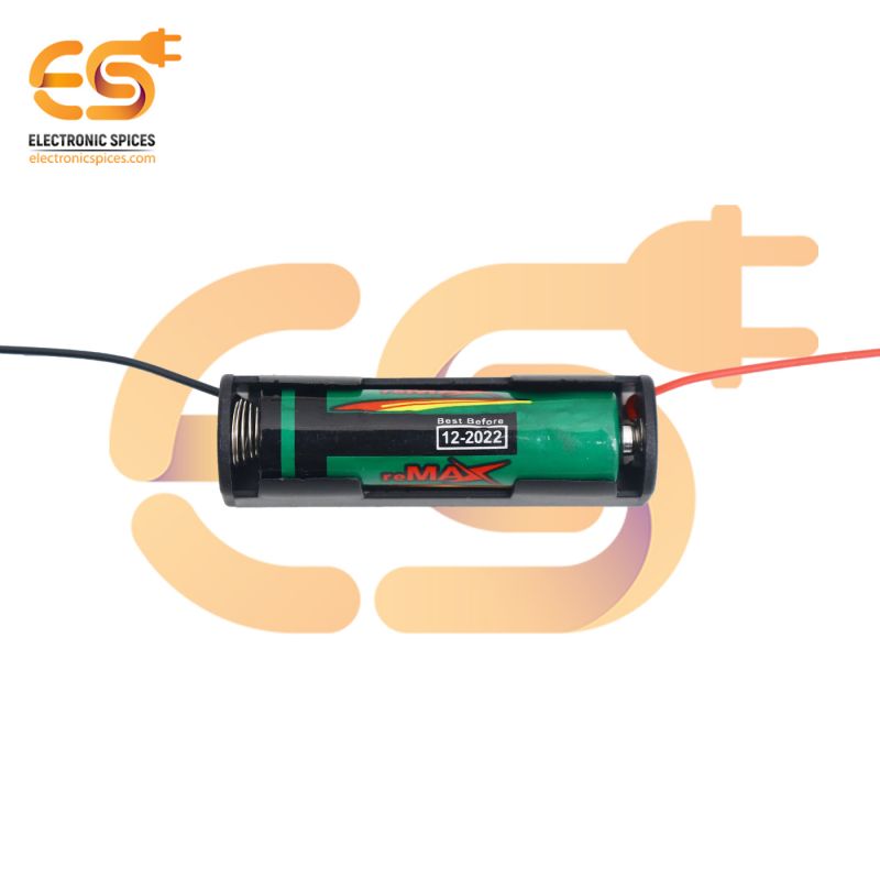 AA 1 cell battery holder hard plastic case with wire pack of 100 (1 x 1.5V = 1.5Volt)