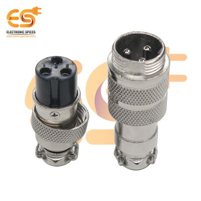 GX16 3-pin Docking Style Metal Male & Female Plug Socket Pack of Single Pair