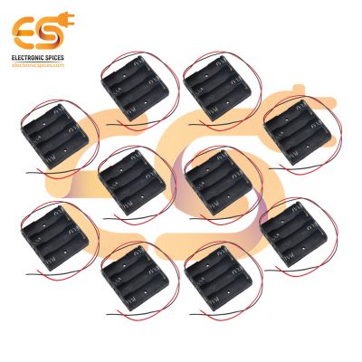 AA 4 cell battery holder hard plastic case with wire pack of 100 (1.5V x 4 cells = 6Volt)