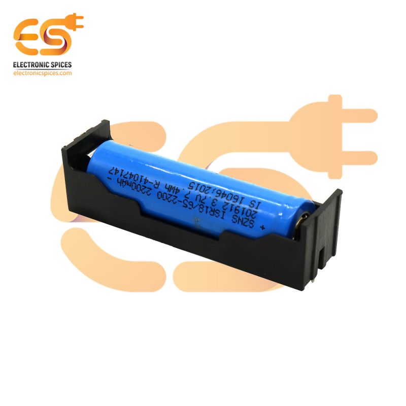 18650 3.7V 1 Battery holder plastic case through hole PCB mount pack of 10 (1 x 3.7V = 3.7Volt)