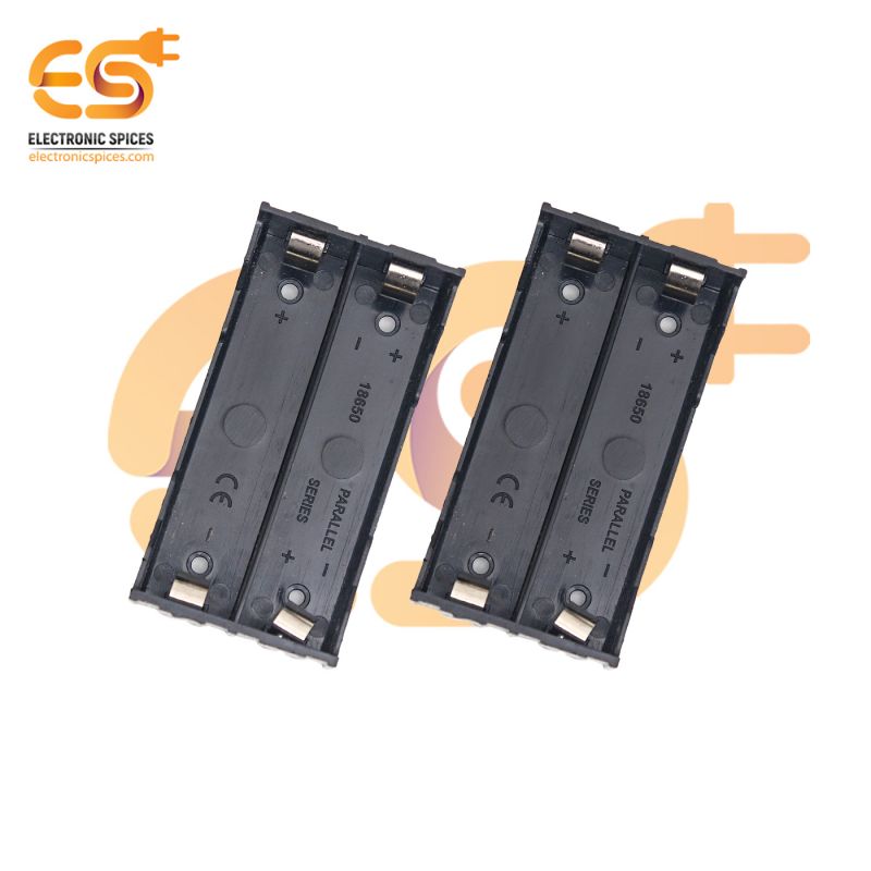 18650 3.7V 2 Battery holder Parallel or Series connector plastic case through hole PCB mount pack of 1 (2 x 3.7V = 7.4Volt)