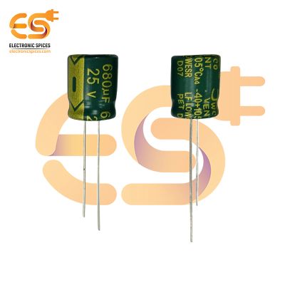 680uf / 25V Aluminum Electrolytic Capacitor (10 X 17mm) Pack of 5