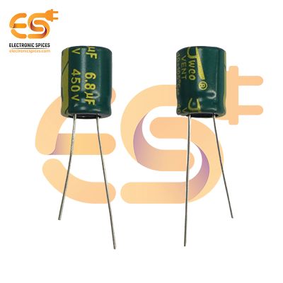 6.8uf / 450V Aluminum Electrolytic Capacitors (10 X 13mm) Pack of 5
