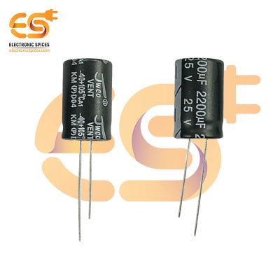 2200uf / 25V Aluminum Electrolytic Capacitor (13 X 21mm) Pack of 5