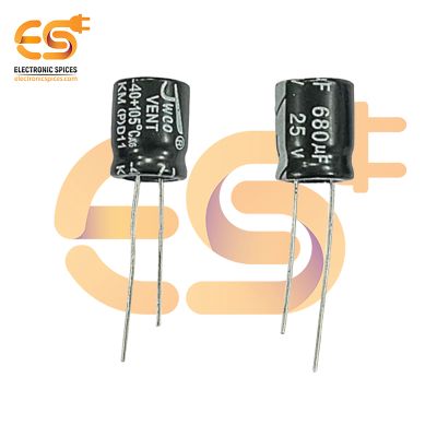 680uf / 25V Aluminum Electrolytic Capacitor (10 X 13mm) Pack of 5