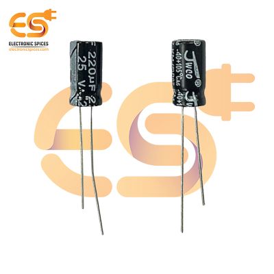 220uf / 25V Electrolytic Capacitors (6.3 X 12mm) Pack of 5