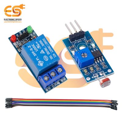 Combo of LM393 LDR Sensor Module with 5V 1 Channel Relay & Jumper Wire (12 Item)