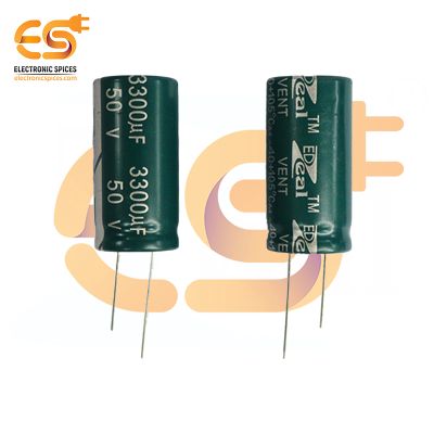 3300uf / 50V Electrolytic Capacitor 18 X 35mm (Green) Pack of 5