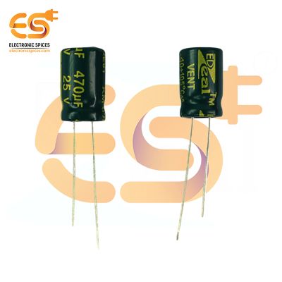 470uf / 25V Electrolytic Capacitor 8 X 12mm (Green) Pack of 5