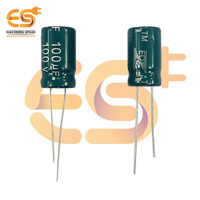 100uf / 100V Electrolytic Capacitor 10 X 17mm (Green) Pack of 5