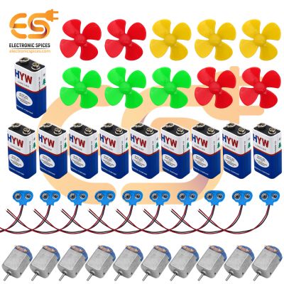 Combo of DIY Science Project Kit for Kids | DC Motor | Battery | Clip & Fan (40 Items)