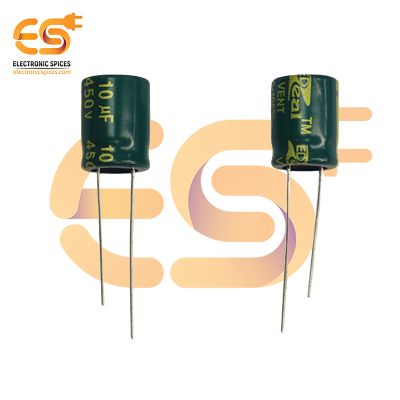 10uf / 450V Electrolytic Capacitor 10 X 13mm (Green) Pack of 5